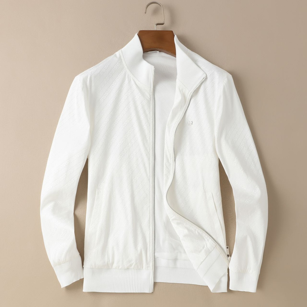 ジバンシィ ジャケット コピー メンズ シンプル 柔らかい 快適 ロゴプリント 春夏新作 高品質 立ち襟 ホワイト ブラック