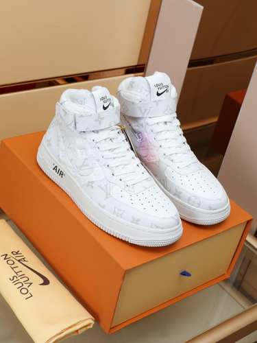 Louis Vuitton x OFF-WHITE x Nike ハイカットカジュアル おしゃれ オフホワイト スニーカー コピー 高級感 人気