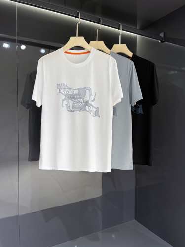 カジュアル 薄手 ラインストーン クルーネック エルメス 半袖tシャツ コピー シルケット コットン トップス