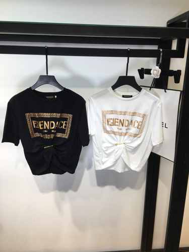 FENDI×Versace コラボ 新作 ロゴ コットン 大人気 フェンディ 半袖tシャツ コピー トップス