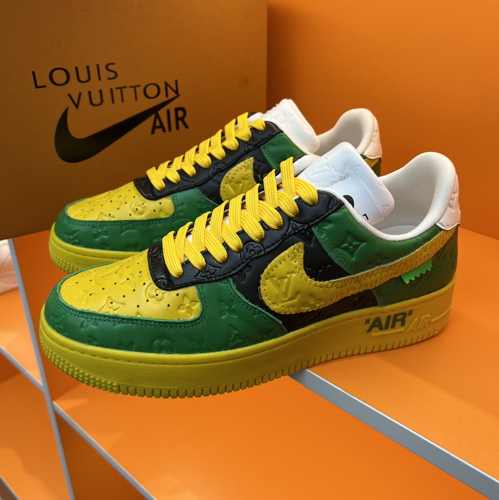 目立つ 配色 人気 カジュアル メンズ LV x OFF-WHITE x Nike オフホワイト スニーカー コピー レースアップ