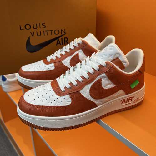 LV x OFF-WHITE x Nike 人気 カジュアル レースアップ 目立つ 配色 メンズ オフホワイト スニーカー コピー 