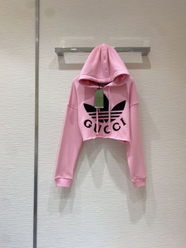 adidas x Gucci クロップド スウェットシャツ グッチ パーカー コピー フード付き 長袖