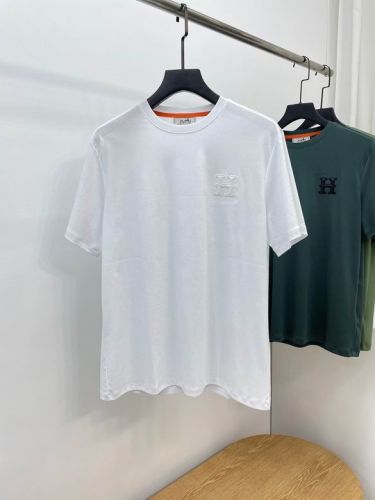 最高の着心地！レザーロゴ クルーネック エルメス 半袖tシャツ コピー 定番 カジュアル