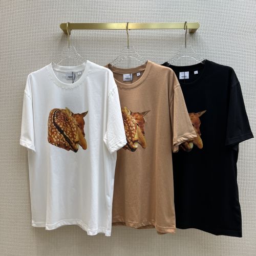 カジュアルプリント クルーネック バーバリー Tシャツ コピー 半袖 ゆったり 着痩せ トップス