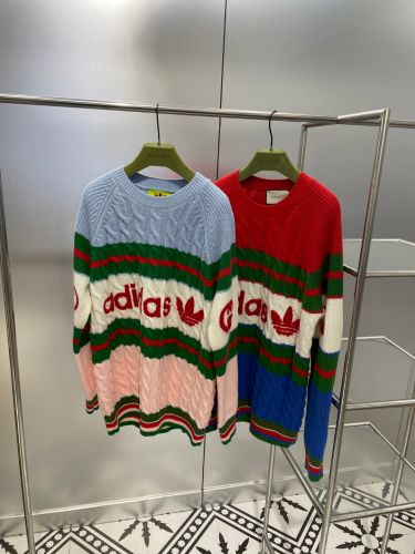 人気 adidas x Gucci ウール セーター グッチ セーター コピー クルーネック 長袖