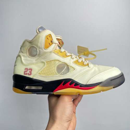 軽量 おしゃれ Off-White X Air Jordan 5 オフホワイト スニーカー コピー 