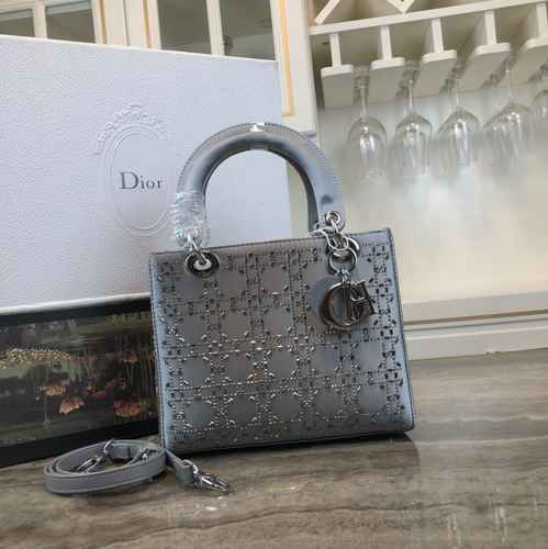 大人気 LADY DIOR カナージュ サテン ハンドバッグ クリスチャン・ディオール バッグ コピー グレー