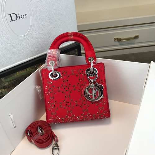 クリスチャン・ディオール バッグ コピー 大人気 LADY DIOR カナージュ サテン ミニバッグ レッド