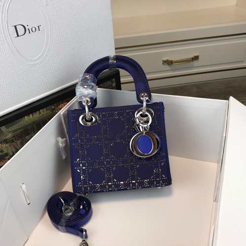 クリスチャン・ディオール バッグ コピー 大人気 LADY DIOR カナージュ サテン ミニバッグ ブルー