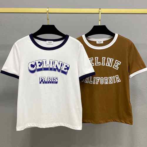 人気 おしゃれ クルーネック ロゴ セリーヌ Tシャツ コピー コットン 半袖Tシャツ