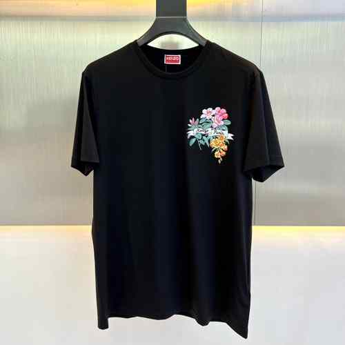 ALOHA FLOWER TATTOO プリント クルーネック ケンゾー Tシャツ コピー ブラック