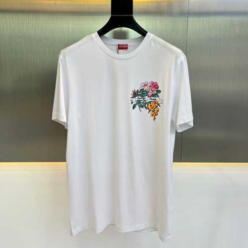 ALOHA FLOWER TATTOO プリント クルーネック ケンゾー Tシャツ コピー ホワイト