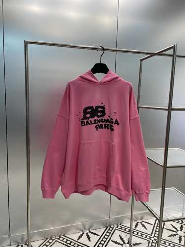 カジュアル バレンシアガ HAND DRAWN BB ICON HOODIE ラージフィット コピー ピンク