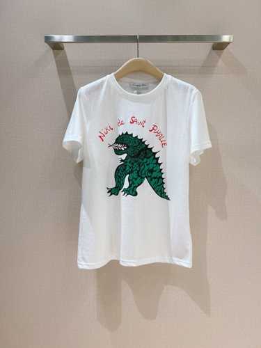 Dragon コットン & リネン 半袖Tシャツ クリスチャン・ディオール Tシャツ コピー ホワイト