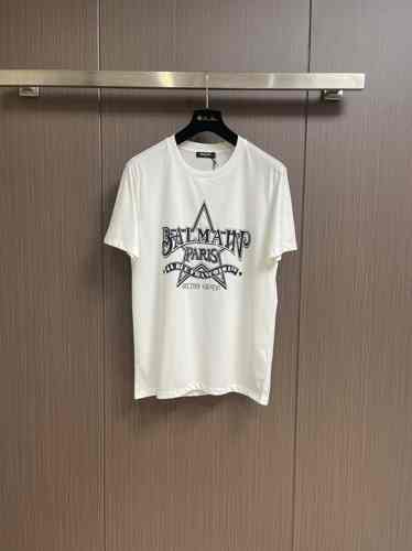 Balmain スター プリント 半袖Tシャツ バルマン Tシャツ コピー ホワイト