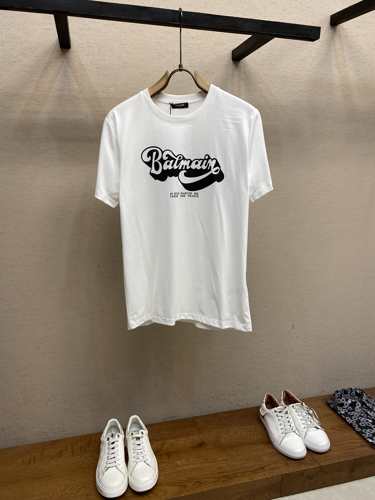 バルマン Tシャツ コピー シンプル ロゴ入り クルーネック 半袖Tシャツ ホワイト