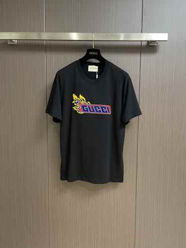 シルケット コットン ロゴ入り 半袖Tシャツ グッチ Tシャツ コピー ブラック