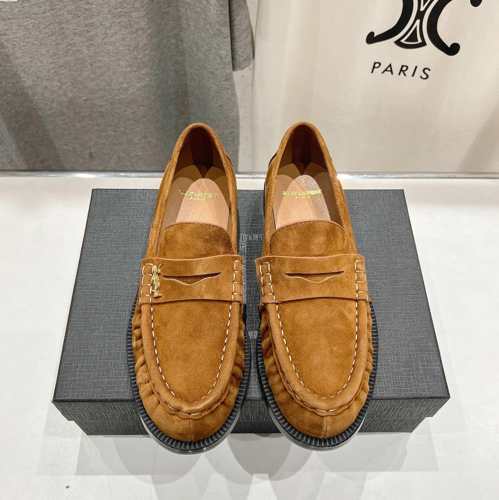 YSL イヴ・サンローラン ローラン ローファー スーパーコピー スエード ブラウン