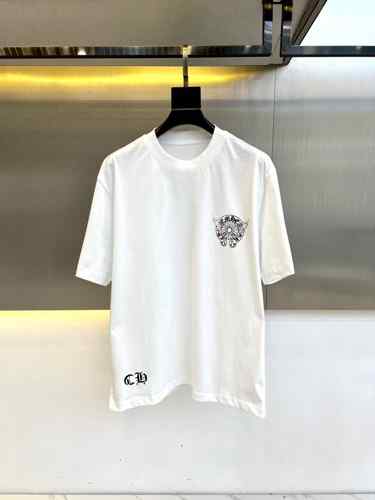 シンプル プリント ゆったり 半袖Tシャツ クロムハーツ Tシャツ コピー コットン ホワイト