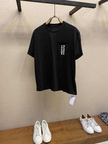 カジュアル コットン 半袖Tシャツ クロムハーツ Tシャツ コピー クルーネック ブラック