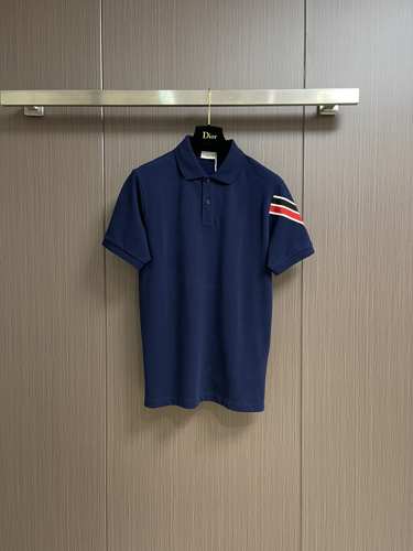カジュアル モンクレール Tシャツ スーパーコピー コットンピケ 半袖ポロシャツ ブルー