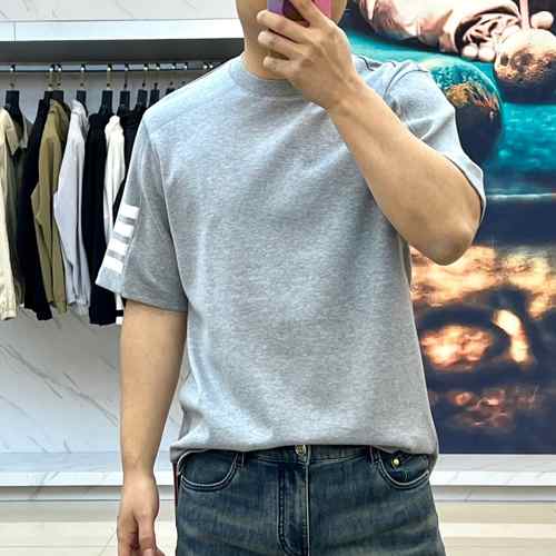 カジュアル 人気 コットン 半袖Tシャツ トムブラウン Tシャツ スーパーコピー グレー
