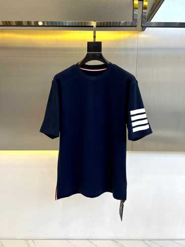 カジュアル 人気 コットン 半袖Tシャツ トムブラウン Tシャツ スーパーコピー ネイビー