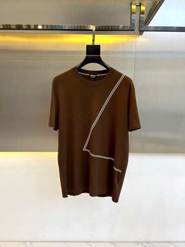 カジュアル おしゃれ エルメネジルド・ゼニア Tシャツ コピー ブラウン