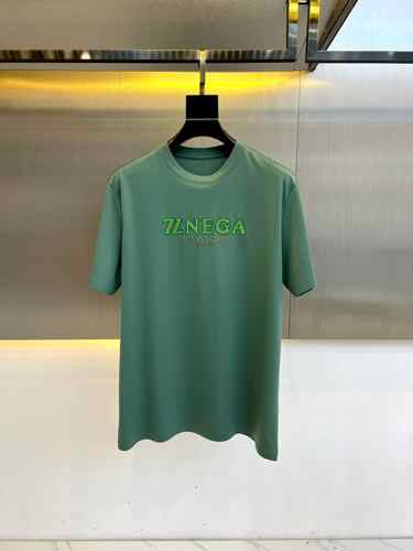ベーシック ロゴ入り クルーネック 半袖Tシャツ エルメネジルド・ゼニア Tシャツ コピー グリーン