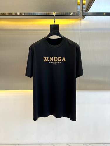 ベーシック ロゴ入り クルーネック 半袖Tシャツ エルメネジルド・ゼニア Tシャツ コピー ブラック