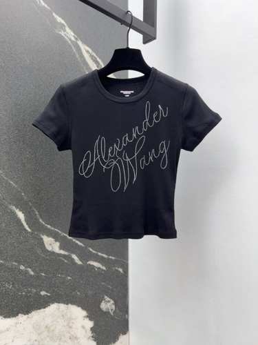 ラインストーンロゴ コンパクト 半袖Tシャツ アレキサンダーワング Tシャツ コピー ブラック
