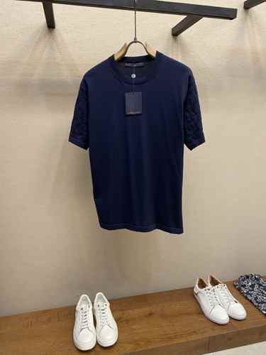 ショートスリーブシグネチャークルーネック ルイ・ヴィトン Tシャツ コピー ブルー