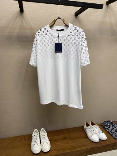 グラディエントコットンTシャツ ルイ・ヴィトン Tシャツ コピー クルーネック ホワイト