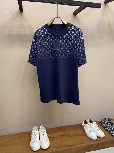 グラディエントコットンTシャツ ルイ・ヴィトン Tシャツ コピー クルーネック ブルー