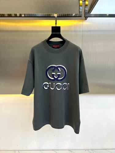 コットンジャージ リラックス 半袖Tシャツ グッチ Tシャツ コピー グレー