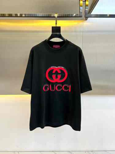 コットンジャージ リラックス 半袖Tシャツ グッチ Tシャツ コピー ブラック