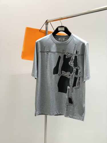 おしゃれ カジュアル エルメス Tシャツ コピー コットン 半袖Tシャツ グレー