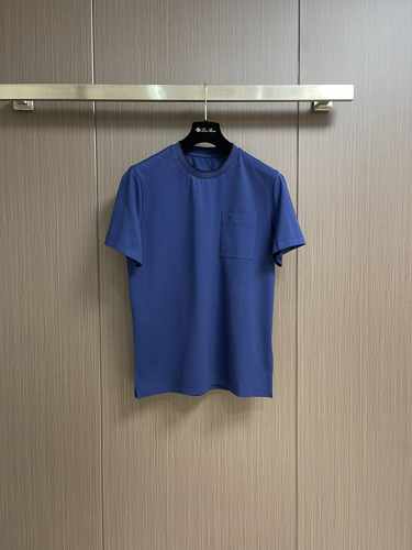 シンプル サドルステッチTシャツ エルメス Tシャツ コピー コットン ブルー