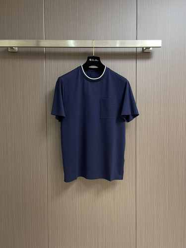 シンプル サドルステッチTシャツ エルメス Tシャツ コピー コットン ネイビー