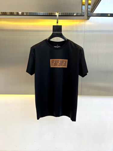 ベーシック ロゴ コットン 半袖Tシャツ フェンディ Tシャツ 偽物 ブラック