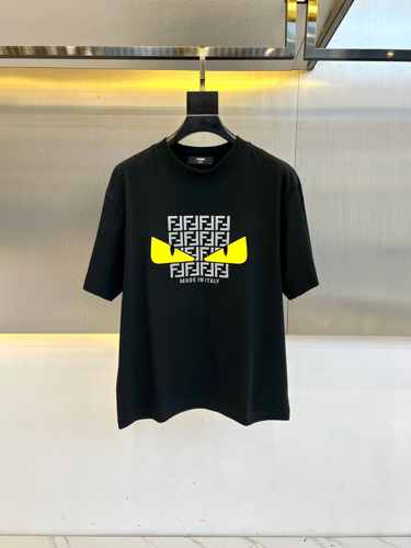 カジュアル プリント 半袖Tシャツ フェンディ Tシャツ 偽物 ブラック
