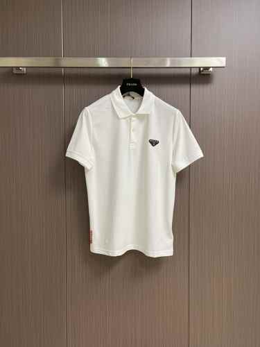 シンプル 洗練された コットンピケ ポロシャツ プラダ Tシャツ コピー ホワイト