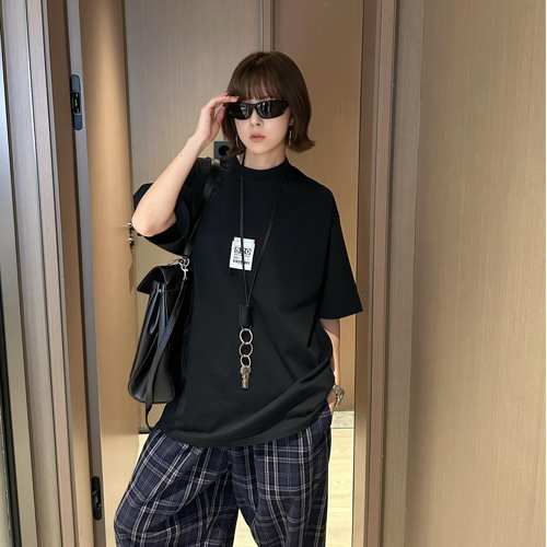 Airport Tag オーバーサイズ半袖Tシャツ バレンシアガ Tシャツ コピー ブラック