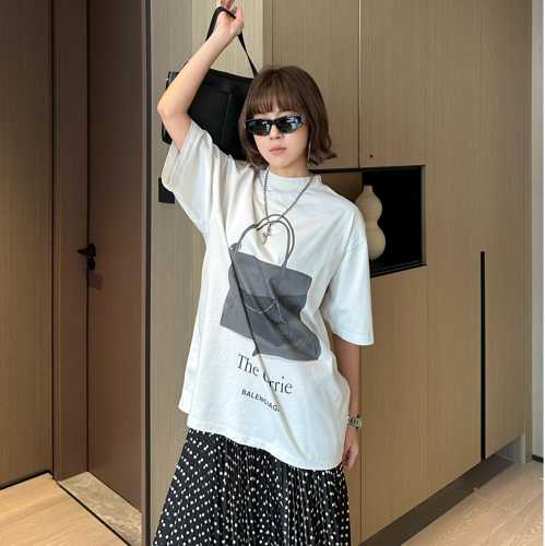 カジュアル プリント オーバーサイズTシャツ バレンシアガ Tシャツ コピー ユニセックス