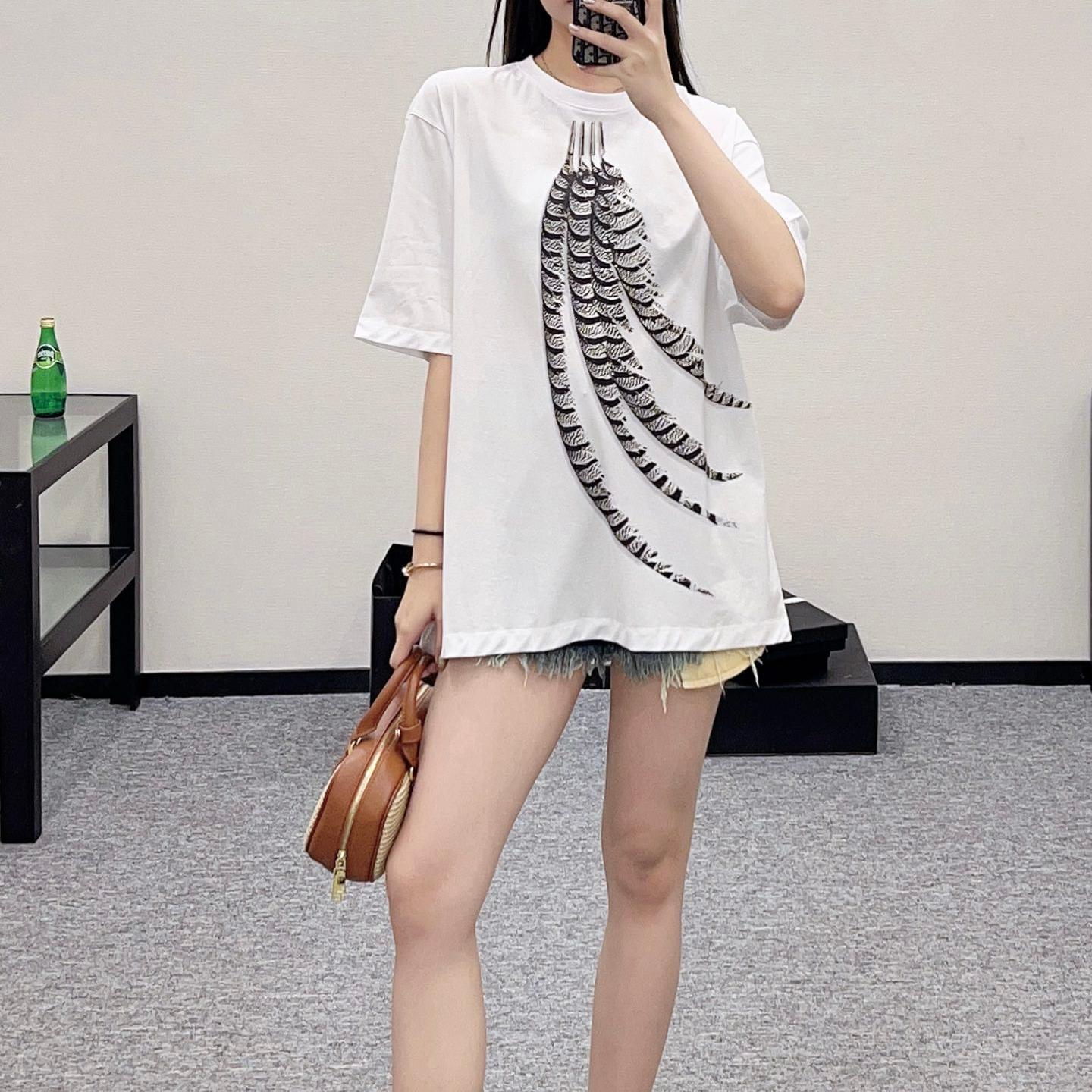 ルーズフィット コットンTシャツ ロエベ Tシャツ コピー ユニセックス ホワイト