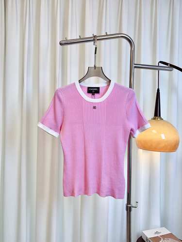 大人 上品 ココビーチ ニットトップス シャネル Tシャツ 偽物 ピンク