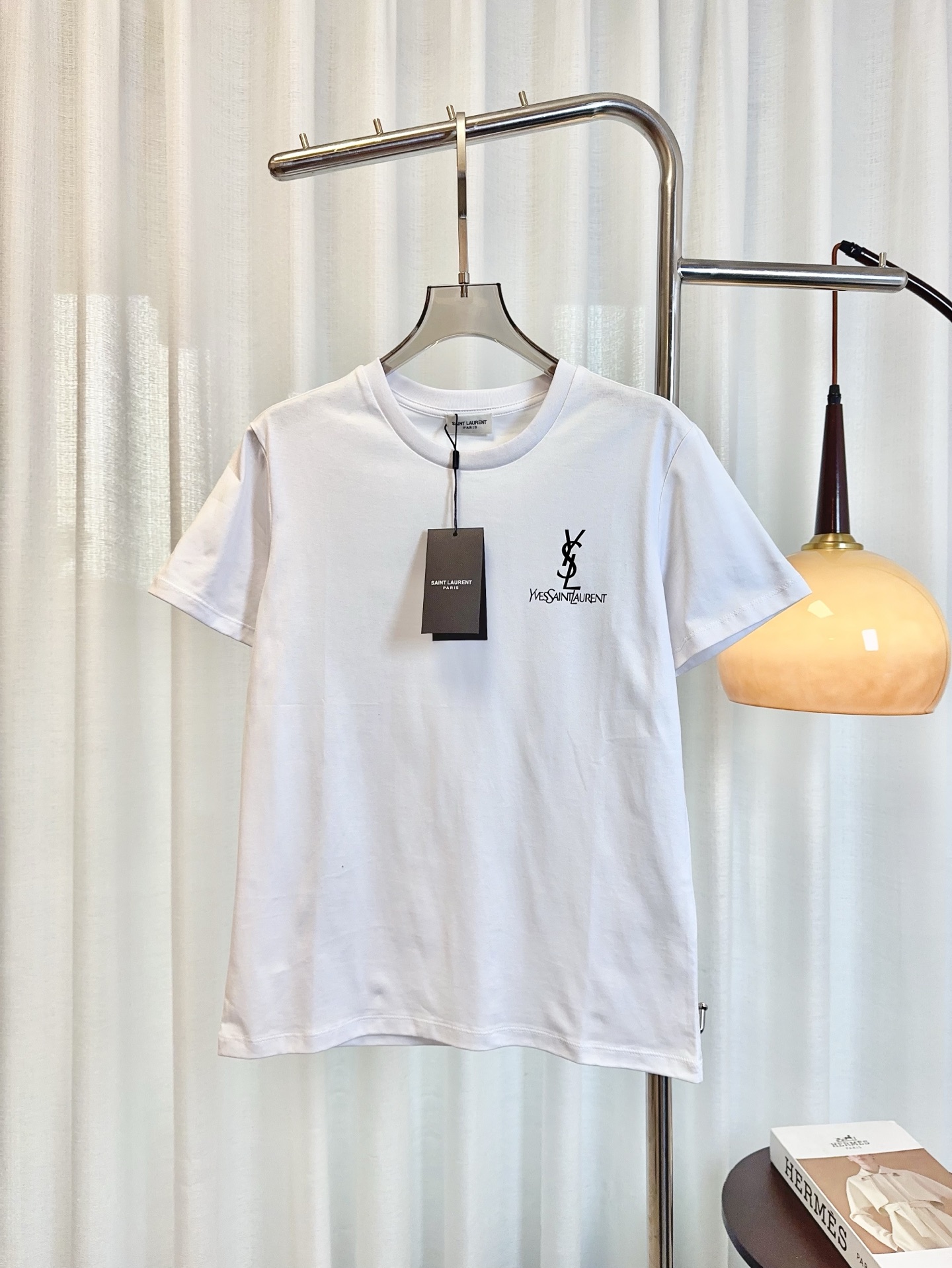 シンプル ロゴ コットン 半袖Tシャツ イヴ・サンローラン Tシャツ コピー ホワイト