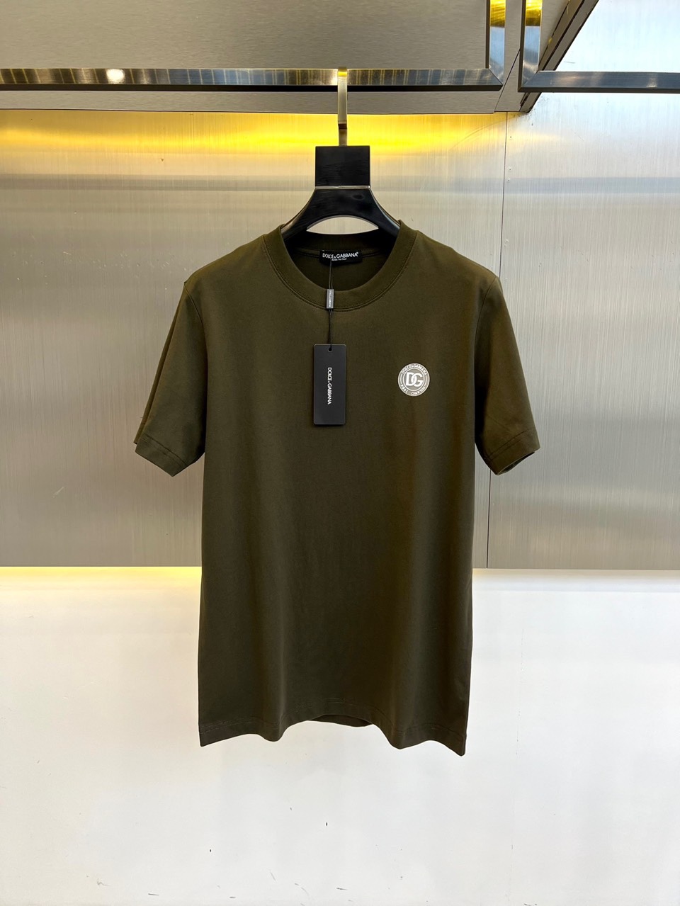 シンプル ロゴ入り クルーネック 半袖Tシャツ ドルチェ&ガッバーナ Tシャツ 偽物 グリーン