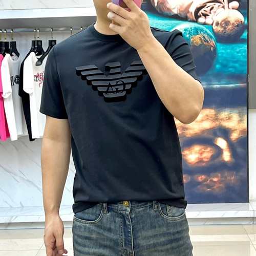 シンプル ロゴ コットン 半袖Tシャツ アルマーニ Tシャツ 偽物 ブラック